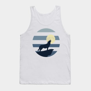 black Wolf In The Moon Tank Top